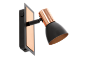 Lampen - EGLO BARNHAM spot, zwart, koper - 94584