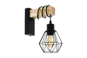 Lampen - EGLO TOWNSHEND 5 Wandarmaturen, zwart, bruin - 44078