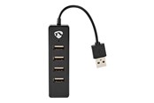 USB hub - Nedis UHUBU2420BK - hub - 4 poorten USB hub - 4 - Zwart - UHUBU2420BK
