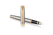 Schrijf- en tekengerei - Parker IM Fountain Pen | Geborsteld metaal | Fine Nib with Blauw Inkt Refill | Gift Box - 1931649