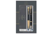 Schrijf- en tekengerei - Parker Urban Duo Gift Set with Ballpoint Pen & Fountain Pen | Muted Black with Gold Trim | Blue Ink Refill & Cartridge - 2093381