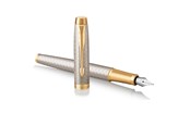 Schrijf- en tekengerei - Parker IM Fountain Pen | Premium Warm Zilver | Fine Nib with Blauw Inkt Refill | Gift Box - 1931684