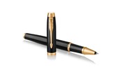 Schrijf- en tekengerei - Parker IM Rollerball Pen | Black Lacquer with Gold Trim | Fine Point Black Ink | Gift Box - 1931659
