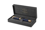 Schrijf- en tekengerei - Parker Duofold Centennial Fountain Pen | Prestige blauw Chevron | Fine Solid Goud Nib | Zwart Inkt and Convertor | Premium Gift Box - 1931369