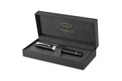 Schrijf- en tekengerei - Parker Duofold Centennial Fountain Pen | Klassiek zwart with Palladium Trim | Gemiddeld Solid Goud Nib | Zwart Inkt and Convertor | Premium Gift Box - 1931366