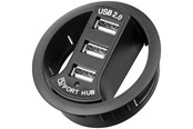 USB hub - Pro 3 port USB 2.0 Hi Speed In-Desk HUB black - to be USB hub - 3 - USB 2.0 - Zwart - 4040849938931