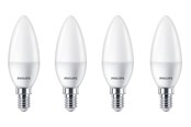 Armaturen & Lampen - Philips LED spot Candle 5W/827 (40W) Frosted 4-pack E14 - 929002968440