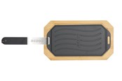 Grill & Accessoires - cozze ® reversible cast iron pan with wooden tray 165x330 mm - 90326