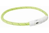 Honden - Trixie Flash Light Ring USB Illuminated Dog Safety Collar Green Size L-XL 7mm 65cm - TX12702