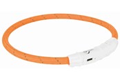 Honden - Trixie Flash Light Ring USB Illuminated Dog Safety Collar Orange Size M-L 7mm 45cm - TX12704