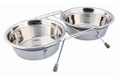 Honden - Trixie Roestvrijstalen Voerbakset met Rammelbescherming 2x 1.5L 21cm - TX25233