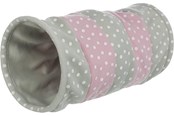 Katten - Trixie Playing tunnel fleece ø 25 × 50 cm light grey/pink - TX4291