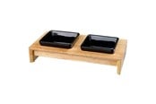 Honden - Trixie Bowl set ceramic/wood 2 × 0.2 l/10 × 10 cm/28 × 5 × 15 cm black - TX24820