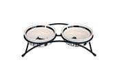 Honden - Trixie Food/Water bowl set ceramic/metal 2 × 0.25 l/ø 13 cm/27 × 7 × 14 cm Wit/zwart - TX24640