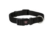 Honden - Trixie Premium Halsband XS–S: 22–35 cm/10 mm Zwart - TX201401