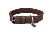 Honden - Trixie Rustic fatleather collar M: 37–44 cm/25 mm dark brown - TX19006