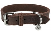 Honden - Trixie Rustic fatleather Halsband S–M: 34–40 cm/25 mm dark Bruin - TX19005