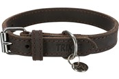 Honden - Trixie Rustic fat leather collar XS–S: 27–34 cm/18 mm dark brown - TX19004