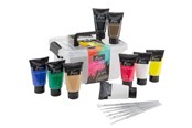 Schrijf- en tekenartikelen - Nassau Paint acrylic 9 x 75 ml 6 brushes in plastic box< - AR0700/GE