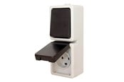 Schakeleenheden - Gripo Socket outlet with switch IP54 vertical, Grey/black - 5704587036814