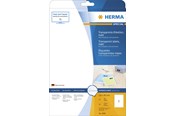 Papier, fotopapier en etiketten - HERMA Transparante film etiketten mat A4 210 x 297 mm weerbestendig permanente hechting - 4585