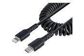 USB-kabel - StarTech.com USB-C Aan Lightning Cable 50cm/20in MFi Certified Coiled iPhone Charger Cable Zwart - RUSB2CLT50CMBC