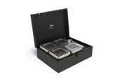 Keuken accessoires - bredemeijer Theedoos met 4 blikken en lepel, zwart, bamboe - 184005