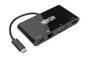 Docking station - Tripp Lite USB 3.1 Gen 1 USB-C Adapter Converter Thunderbolt 3 Compatible 4K @ 30Hz - HDMI VGA USB-A Hub Port and Gigabit Ethernet Black - docking station - USB-C 3.1 - VGA HDMI - GigE - U444-06N-HV4GUB