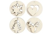 Hangers en haken - Creativ Company Wooden Kerstmis Pendants 2in1 8st. - 565090