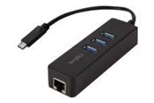 USB hub - LogiLink USB 3.2 Gen 1 USB-C adapter to 1x RJ45 and 3x USB 3.0 USB hub - 3 - Zwart - UA0283