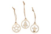Hangers en haken - Creativ Company Kerstmis pendants Hout 24pcs. - 54464