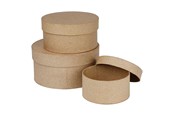 Schrijf- en tekenartikelen - Creativ Company Ronde dozen van papier-maché, 3 stuks. - 263700