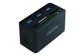 USB hub - LogiLink USB 3.0 hub with Alles-in-één card reader Zwart USB hub - 3 - Zwart - CR0042