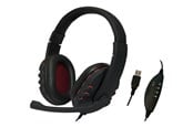 Headphones/Headsets - LogiLink Stereo headset 1x USB-A plug boom Microfoon gaming black/red - HS0033
