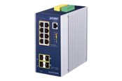 Switch - PLANET IGS-5225-8P4S Industrial L2+ 8-Port 10/100/1000T 802.3at PoE + 2-Port 100/1G SFP + 2-Port 100/1G/2.5G SFP Managed Ethernet Switch - IGS-5225-8P4S