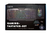 Toetsenbord - LogiLink Gaming-Set Toetsenbord Muis and mouspad - Gaming toetsenbord - Duits - Zwart - ID0185