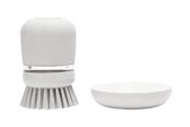 Reiniging - brabantia - soap dispensing dish brush - polyester - light grey - 30 26 40