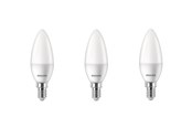 Armaturen & Lampen - Philips LED spot Candle 2.8W/827 (25W) Frosted 3-pack E14 - 929003546693