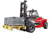 Speelgoedauto - Bruder Linde HT160 Vorkheftruck met pallet en 3 palletkooien - BR2513