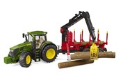 Speelgoedauto - Bruder John Deere 7R 350 met bosbouwtrailer en 4 boomstammen - BR3154