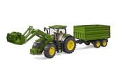 Speelgoedauto - Bruder John Deere 7R 350 met voorlader en tandem-as kiepwagen - BR3155
