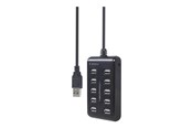 USB hub - Gembird UHB-U2P10P-01 - hub - 10 ports USB hub - 10 - Zwart - UHB-U2P10P-01