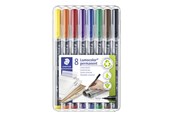 Schrijf- en tekengerei - Staedtler Lumocolor 313 - marker - Zwart Rood Blauw Groen Geel Oranje Bruin Violet (pack of 8) - 313 WP8