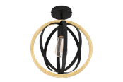 Lampen - EGLO BASILDON ceiling lamp black/wood - 43736