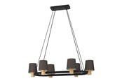 Lampen - EGLO EDALE LANGBORD 6L E27 L1080 SORT/TRÆ/CAPPUCCINO - 43782