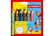 Hobby artikelen - STABILO woody Arty 3 in 1 cardboard wallet of 6 pens incl. A sharpener MULTI-TALENTED PENCIL WITH TWO-COLORED LEAD. - 208550