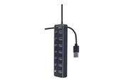 USB hub - Gembird - hub - with switches black - 7 ports USB hub - 7 - USB 3.2 - Zwart - UHB-U3P7P-01