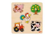 Puzzels - Goki Wooden Stud Puzzle Farm Hout - 57546