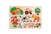 Puzzels - Goki Wooden Stud Puzzle Farm Retro 9pcs. Hout - 57995
