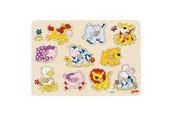 Puzzels - Goki Wooden Stud Puzzle Animals Baby Hout - 57838